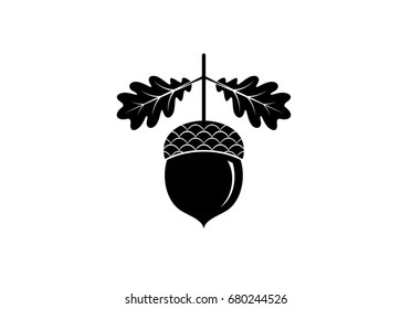 Acorn icon or logo in modern line style. Vector illustration on a white background.