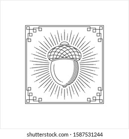 Acorn Icon Monoline Style, Food Icon, Fruit Icon Single Stroke Width Vector Art Illustration