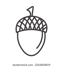 Acorn Icon with Oak Nut Illustration in Black and White