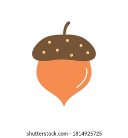 acorn icon over white background, flat style, vector illustration