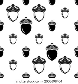 Acorn Icon Seamless Pattern, Acorn Icon, Food Icon, Fruit Icon Vector Art Illustration