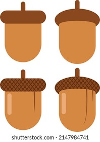 acorn icon set flat vector illustration for design element, logo or brand template