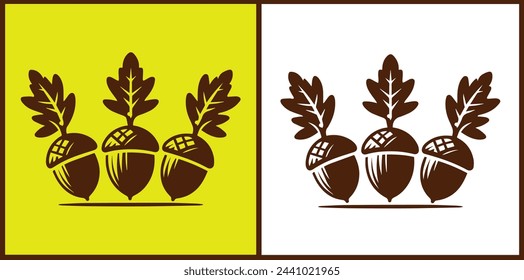 Conjunto de iconos de bellota Nuez de roble Semilla de roble Colección de manzana de roble Ilustración vectorial