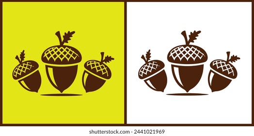 Conjunto de iconos de bellota Nuez de roble Semilla de roble Colección de manzana de roble Ilustración vectorial