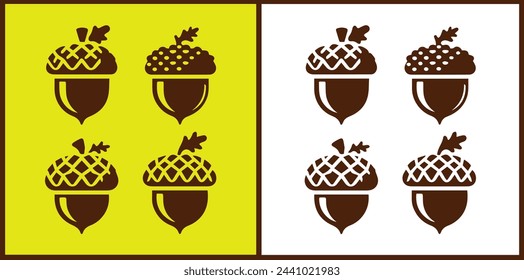 acorn icon set Oak nut Oak seed Oak apple collection Vector illustration