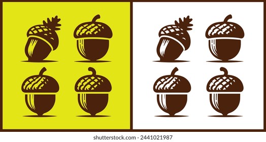 acorn icon set Oak nut Oak seed Oak apple collection Vector illustration