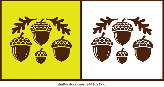 acorn icon set Oak nut Oak seed Oak apple collection Vector illustration