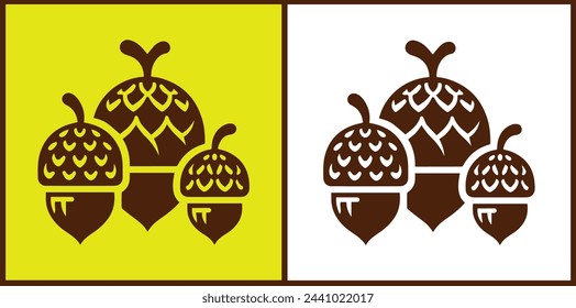 acorn icon set Oak nut Oak seed Oak apple collection Vector illustration