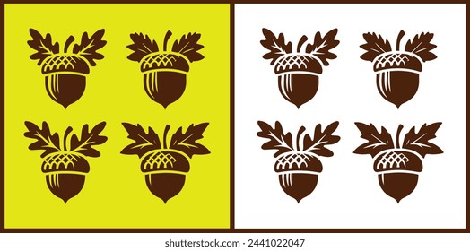 acorn icon set Oak nut Oak seed Oak apple collection Vector illustration