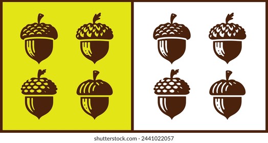 acorn icon set Oak nut Oak seed Oak apple collection Vector illustration