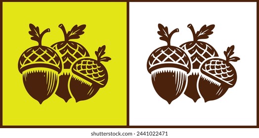 acorn icon set Oak nut Oak seed Oak apple collection Vector illustration