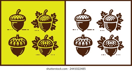 acorn icon set Oak nut Oak seed Oak apple collection Vector illustration