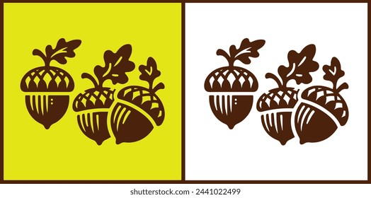 acorn icon set Oak nut Oak seed Oak apple collection Vector illustration