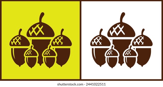 Conjunto de iconos de bellota Nuez de roble Semilla de roble Colección de manzana de roble Ilustración vectorial