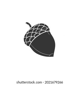 Acorn Icon Silhouette Illustration. Seed Nut Vector Graphic Pictogram Symbol Clip Art. Doodle Sketch Black Sign.