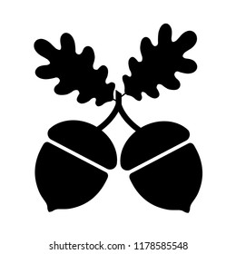 Acorn icon, silhouette, logo on white background