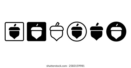 acorn icon vector design black white color simple flat illustration set isolated