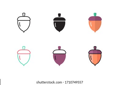 acorn icon vector illustration with different style design. isolated on white background