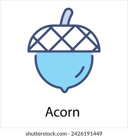 Vector de icono de bellota, tal signo de línea como otoño, presentación de iconos de otoño. Vector Computadora Pictogramas Aislados para Web sobre fondo blanco Ilustración de stock editable