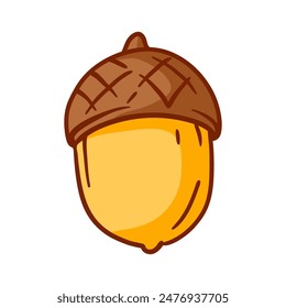 Acorn illustration. Autumn natural oak tree seed.