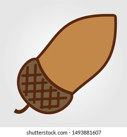 Acorn isolated on a white background. Flat design Vector illustration