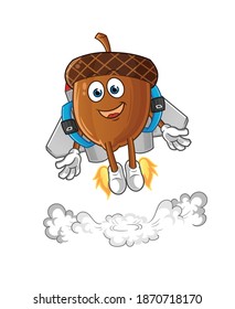 acorn with jetpack mascot. cartoon vector