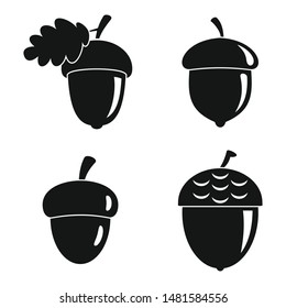 Acorn leaf icons set. Simple set of acorn leaf vector icons for web design on white background