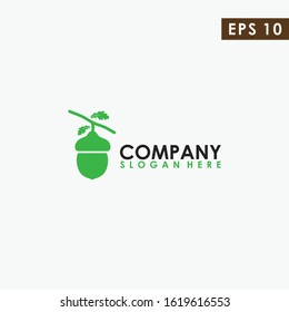 Acorn With Leaf Logo Design Vector Template. Modern Design. Vector Illustration.