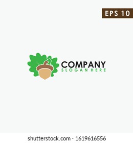 Acorn With Leaf Logo Design Vector Template. Modern Design. Vector Illustration.