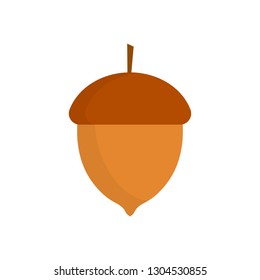 Acorn, leaf, oak nut, seed. Made in cartoon flat style. Vector illustration isolated on white background
