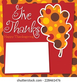 Acorn leaf Thanksgiving card in vector format.