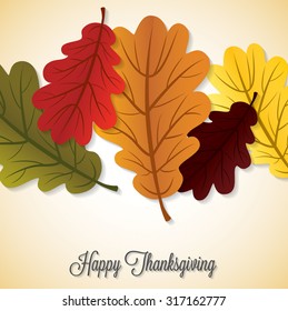 Acorn leaf Thanksgiving card in vector format.