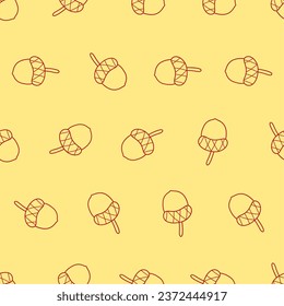 Acorn line art seamless pattern. Suitable for backgrounds, wallpapers, fabrics, textiles, wrapping papers, printed materials, and many more.