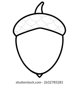 Vector de arte de línea de bellota sobre fondo blanco.