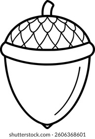 Acorn Line Art Vector – Simple Oak Nut Illustration