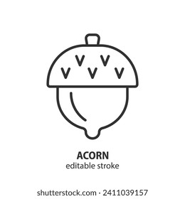 Acorn line icon. Nut symbol. Vector illustration. Editable stroke.