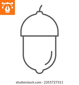 Acorn line icon, outline style icon for web site or mobile app, thanksgiving and plant, nut vector icon, simple vector illustration, vector graphics with editable strokes.