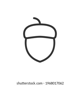 Acorn line icon, sign or symbol. Premium pictogram in trendy outline style. Acorn pixel perfect vector icon isolated on a white background. 