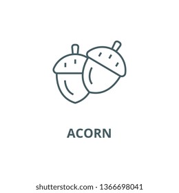 Acorn line icon, vector. Acorn outline sign, concept symbol, flat illustration