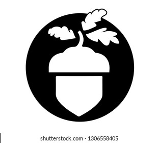 acorn logo in black circle vector outline