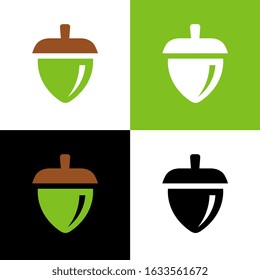 Acorn logo concept, oak seed icon, nut symbol, vector illustration design