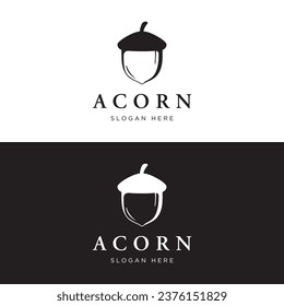 Acorn logo design with branching vintage oak leaves.Logo for forest, business, vector.