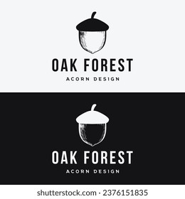 Acorn logo design with branching vintage oak leaves.Logo for forest, business, vector.