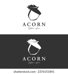 Acorn logo design with branching vintage oak leaves.Logo for forest, business, vector.