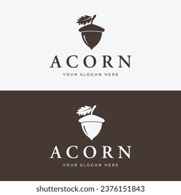 Acorn logo design with branching vintage oak leaves.Logo for forest, business, vector.