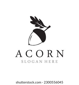 Acorn Logo-Design mit Blättern mit Vektorgrafik-Bearbeitung.