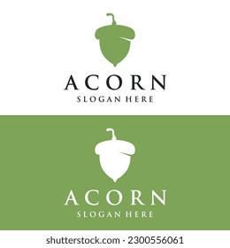 Acorn logo design with leaves with vector illustration editing.