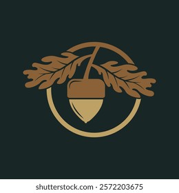 Acorn logo design with leaves with vector illustration.