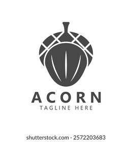 Acorn logo design with leaves with vector illustration.