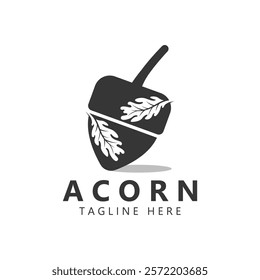 Acorn logo design with leaves with vector illustration.